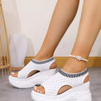 Women's breathable mesh platform wedge sandals by Plush Fashion Hub featuring lightweight summer heels and stylish design.