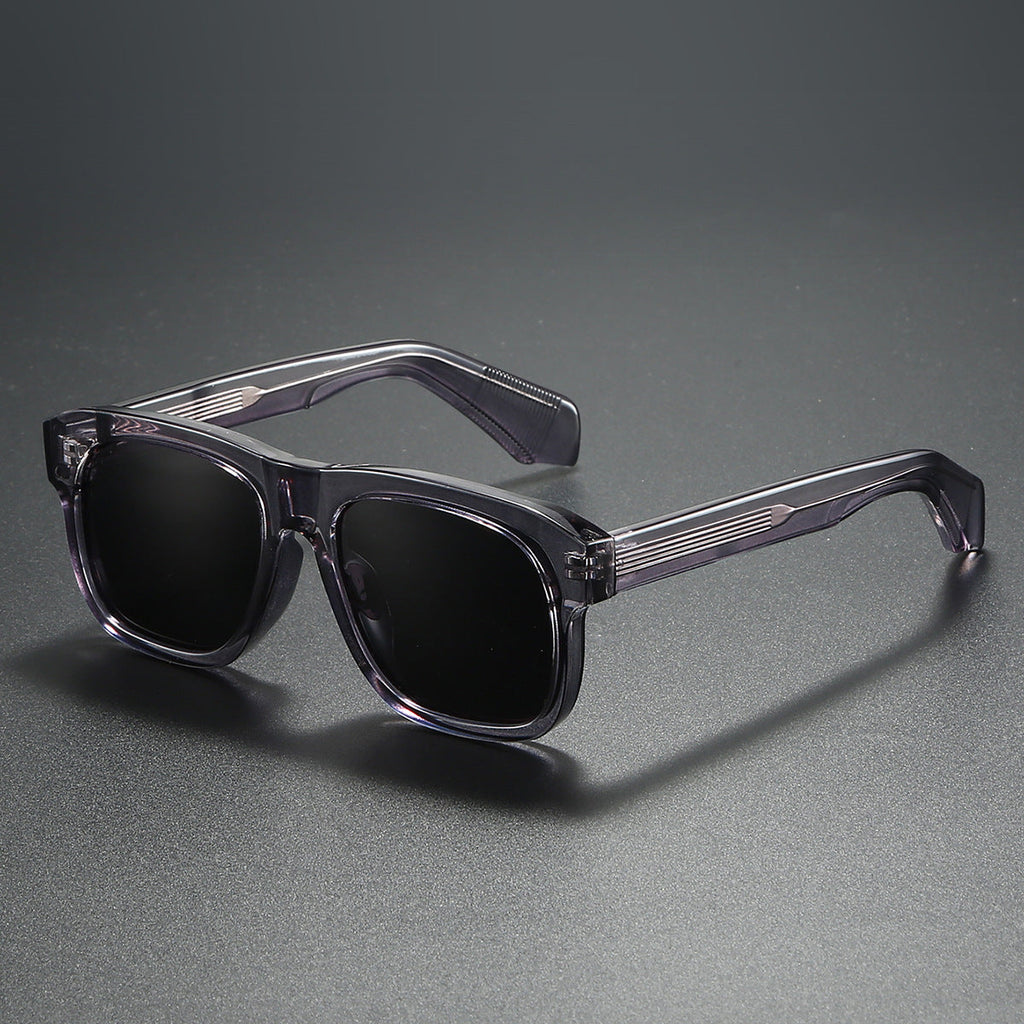Unisex acetate-style polarized fashion sunglasses with luxury look, featuring sleek frames and tinted lenses.
