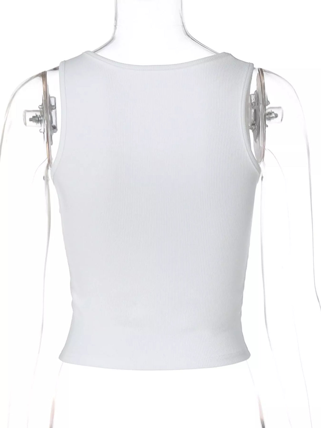 Bead-embellished square neck tank top by Shopimist, featuring a stylish design with detailed bead accents and a modern square neckline.