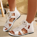 Shopimist open toe flats sandals with minimalist design, featuring neutral-colored straps and a comfortable flat sole.