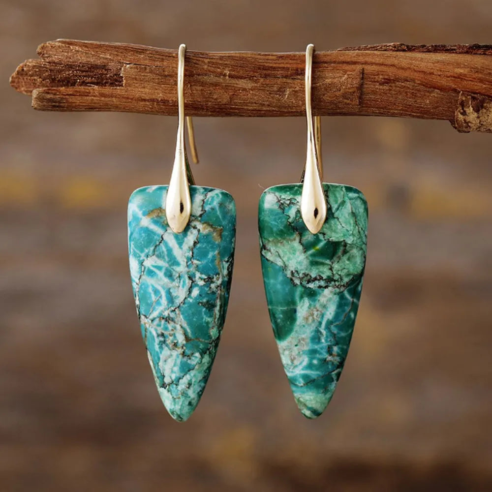 Natural stone geometric shape earrings by Shopimist featuring modern, minimalist design with earthy tones and clean lines for stylish wear.