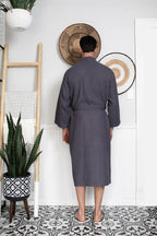 Men's plush waffle spa bathrobe with embroidery, lightweight and absorbent, by Plush Fashion Hub.