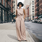 Women’s casual two-piece set from FitiqueFit with a sleeveless top and wide-leg pants, displayed on a neutral background.