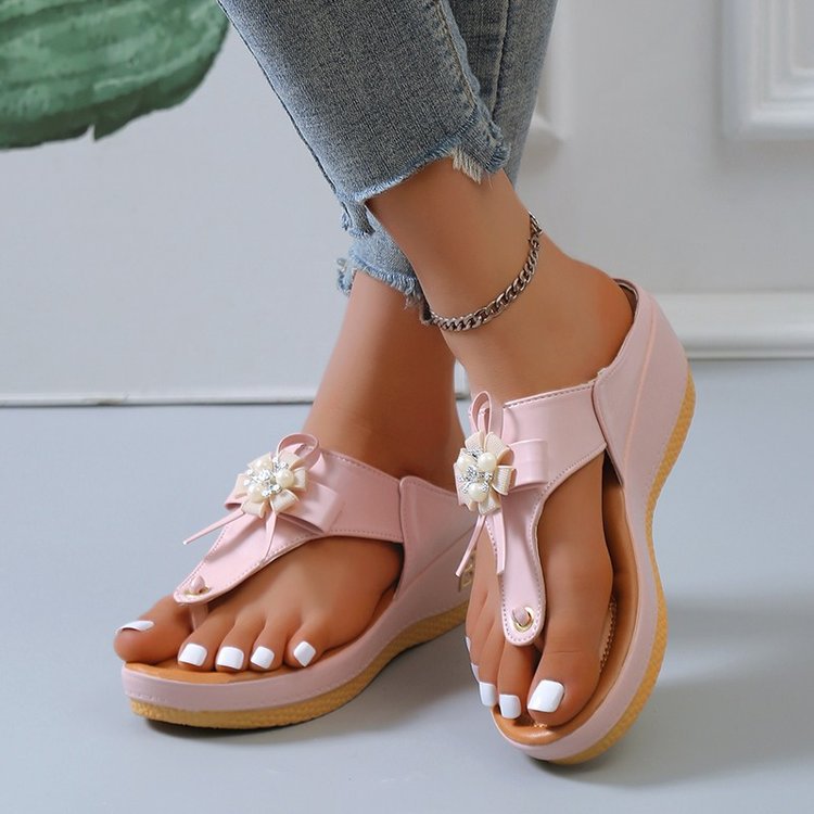 Women's European and American flower flip flops by Plush Fashion Hub, large size beach shoes with colorful floral design.