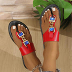 Shopimist rhinestone chain thong sandals with sleek straps and sparkling embellishments, perfect for summer or casual wear.