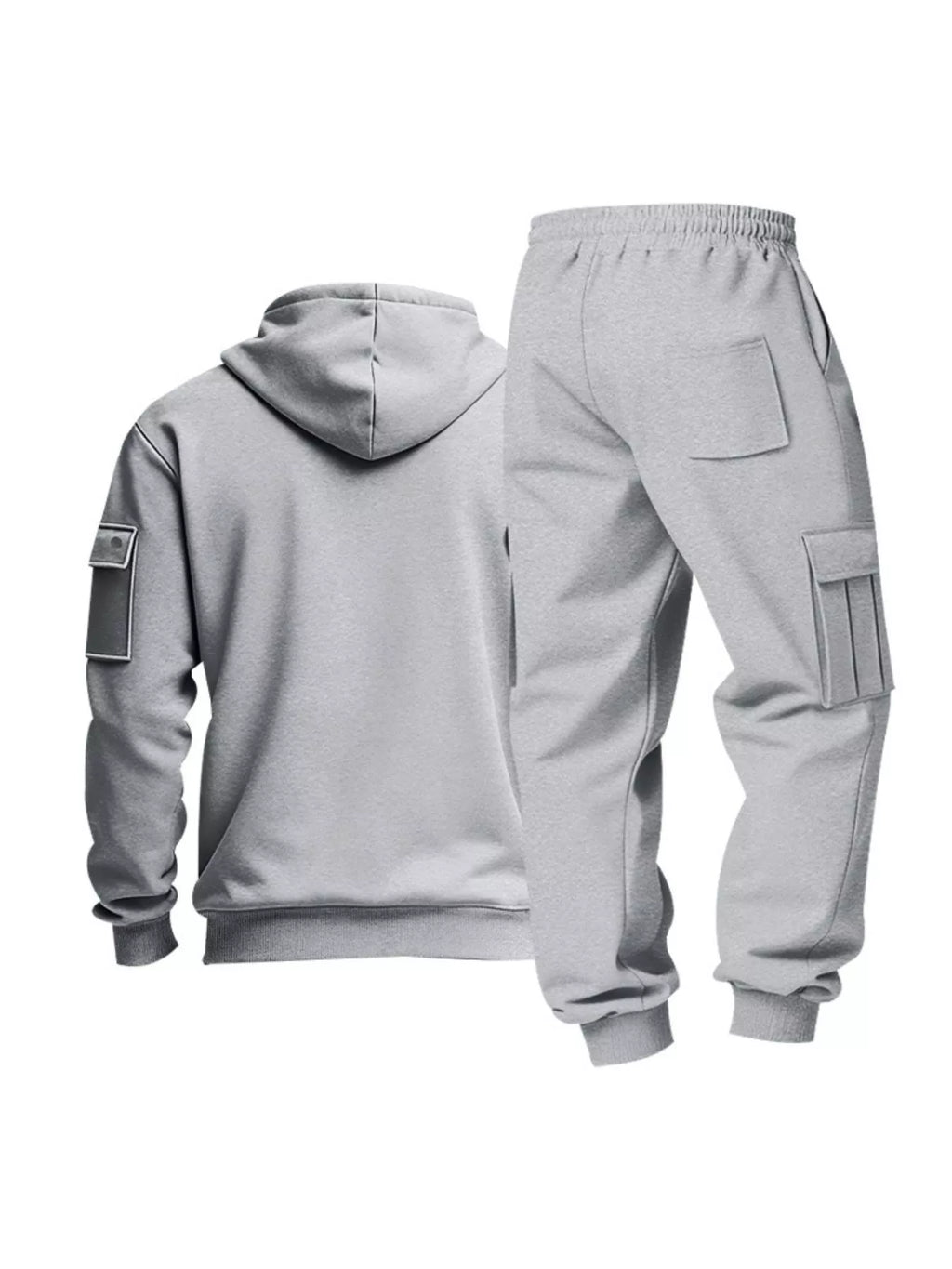 Men's plus size full zip hoodie and cargo pants set by Shopimist, featuring a comfortable fit and casual style.