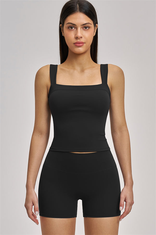 Fitglutes Activewear Swoon Tank Top and Shorts 2-piece set, stylish gymwear for workout or active leisure, shown in matching fabric.