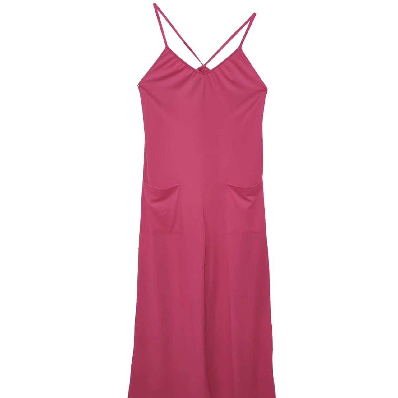 Women's plush fashion hub cross backless wide-leg camisole jumpsuit, casualwear with a flowy silhouette and stylish design.