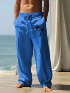 Men's full size palm tree wide leg pants set by Shopimist, featuring a comfortable plus size design with tropical print.