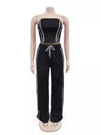 Trendsi sleeveless tube top and wide-leg pants set, stylish matching outfit, light fabric, and modern design for casual wear.