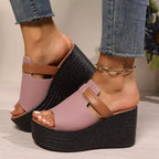 Women's open toe platform wedge sandals by Trendsi featuring a high heel and stylish summer shoe design with a chunky sole.