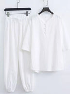 Men's plus size Chinese style top and pants set by Shopimist, featuring traditional design and comfortable fit.