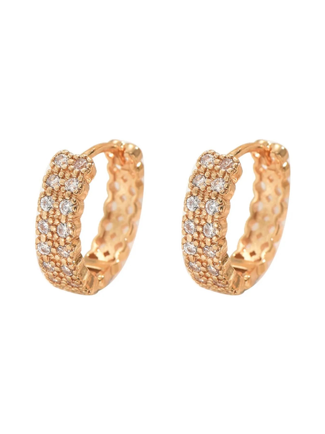 Inland Zircon Hoop Earrings by Shopimist featuring shimmering zircon stones and classic hoop design on a clean background.