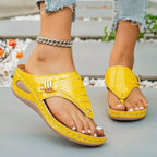 Shopimist toe post wedge sandals with tan leather straps and cork wedge heel, stylish open-toe footwear for summer wear.