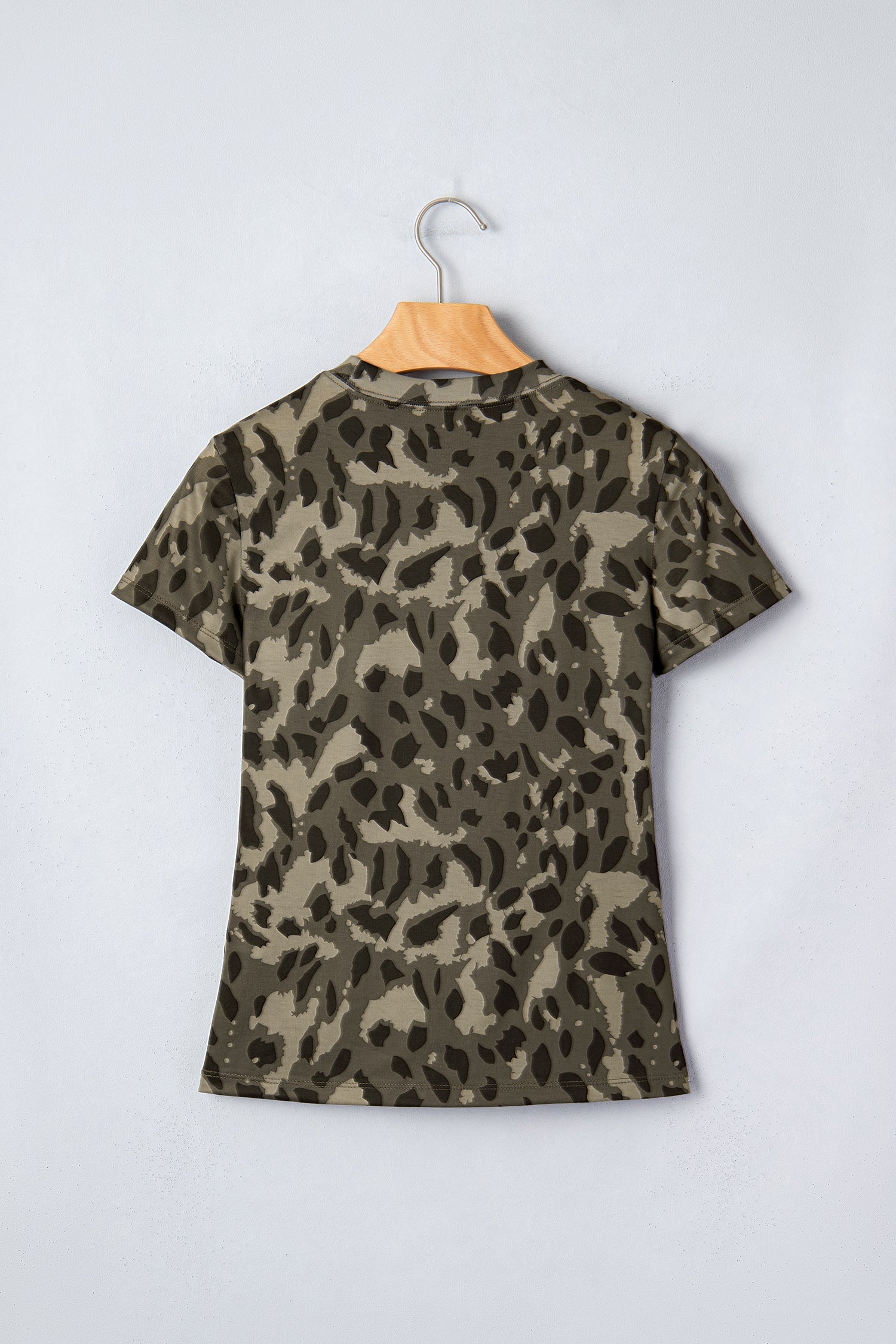Threaded Pear Annabelle Print Mock Slim Tee, stylish tops with a unique print and fitted design, perfect for casual wear.