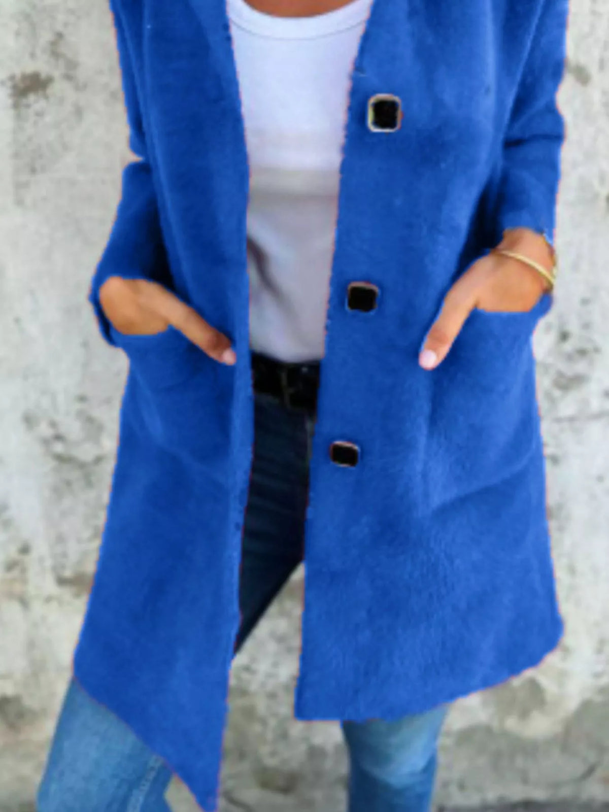 Plus size longline coat by Simply Love featuring a full-length button-down long sleeve design, ideal for stylish layering.
