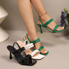 Open toe flare heel sandals by Shopimist featuring a stylish design with a sleek heel and open toe for a chic summer look.