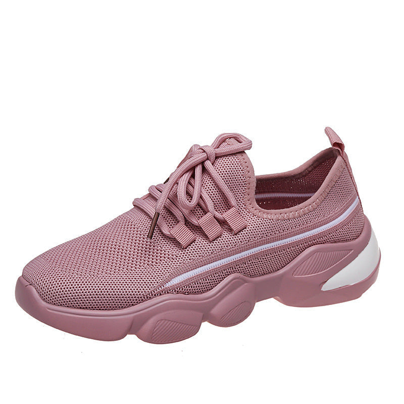 Plush Fashion Hub Flying Woven Mesh Sneakers with breathable design, ideal for running and casual wear, featuring a modern dad shoe style.