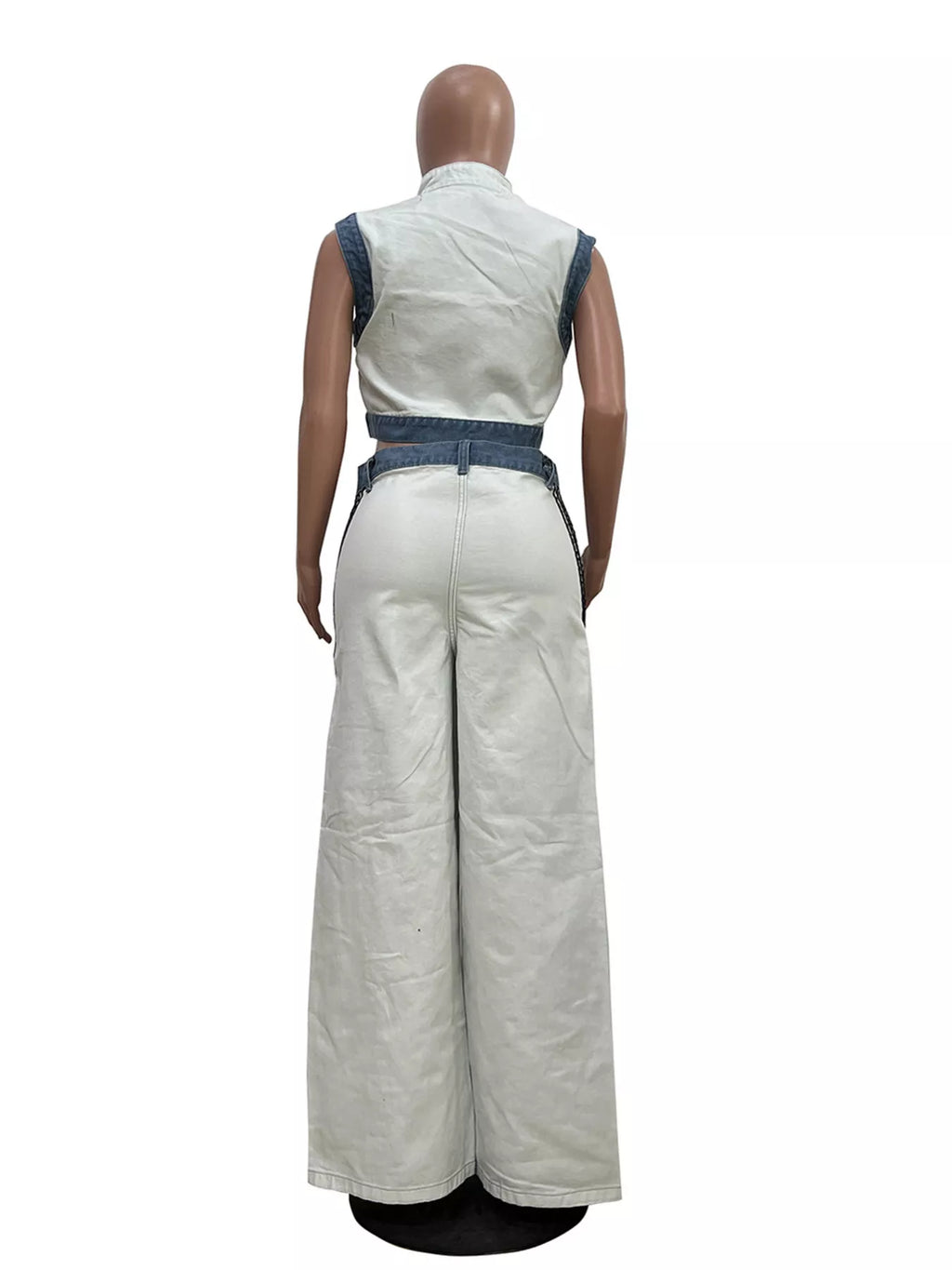Shopimist zip front crop top and striped pants set, featuring a stylish crop top with a front zipper and matching striped pants.