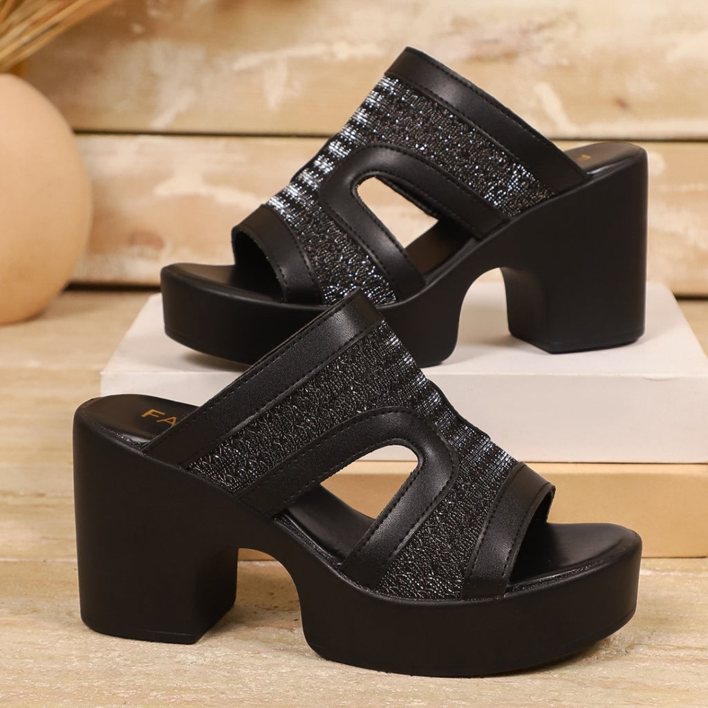 Open toe block heel sandals by Plush Fashion Hub featuring stylish straps and a comfortable chunky heel.