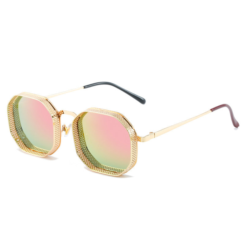 Lightweight metal frame sunglasses with sleek, stylish design from Plush Fashion Hub, featuring dark tinted lenses.