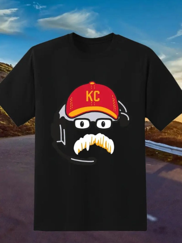 Plush Fashion Hub KC Football T-Shirt with graphic print, crew neck streetwear tee in black with bold team logo design.
