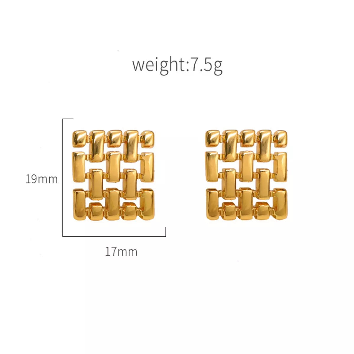 18K gold-plated geometric stud earrings with modern angular design, crafted by Shopimist for a sleek, stylish look.
