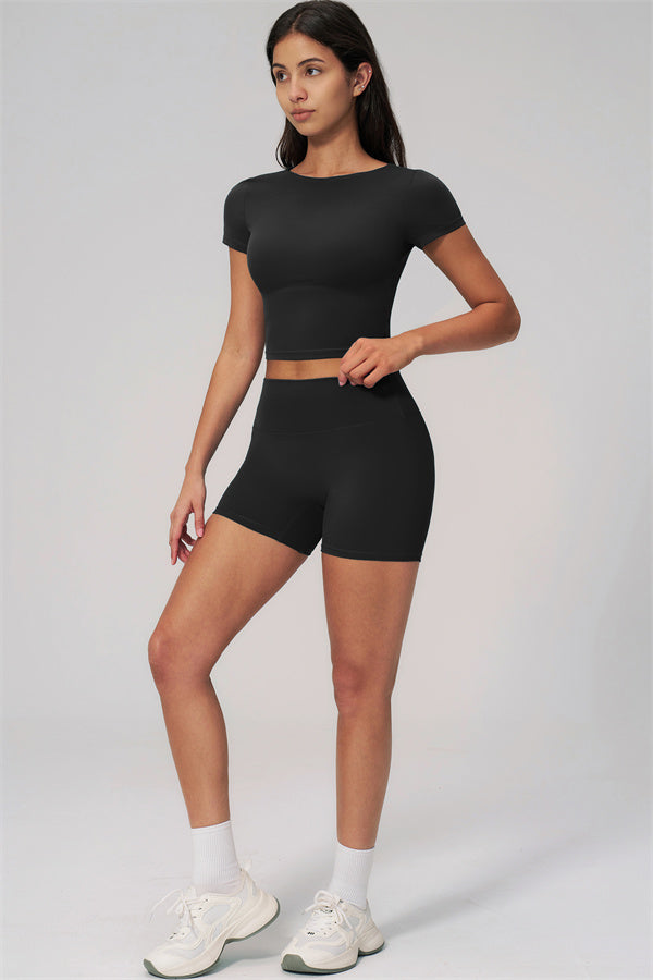 Fitglutes Activewear Rapture T-shirt and shorts 2-piece set for workout, featuring comfortable gymwear and sportswear design.