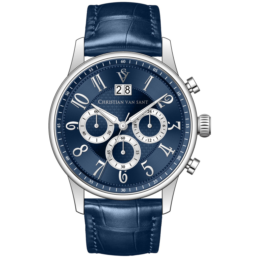Christian Van Sant Men's Heritage watch with a classic design, featuring a round dial and leather strap.