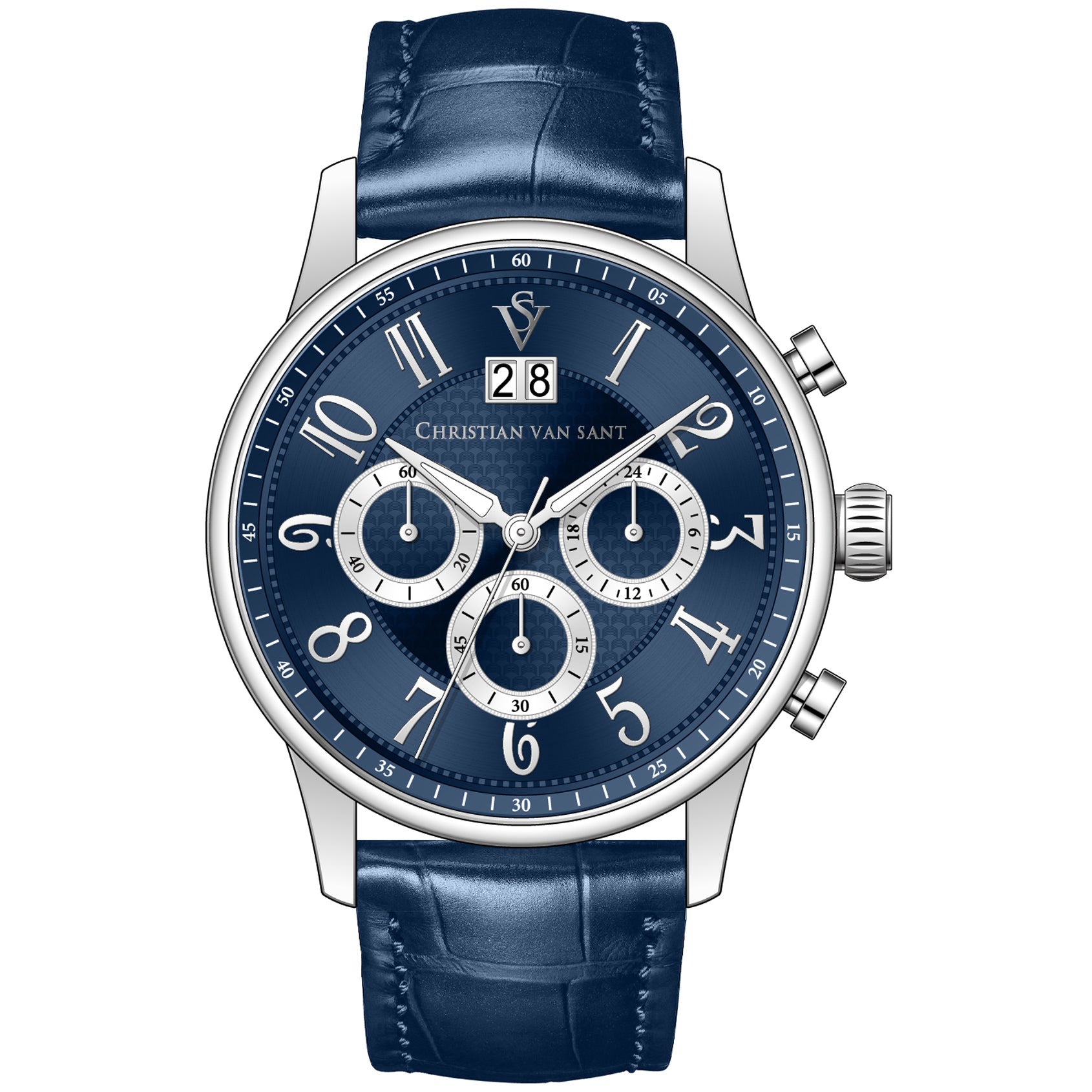 Christian Van Sant Men's Heritage watch with a classic design, featuring a round dial and leather strap.