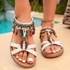 Beaded open toe platform sandals by Shopimist featuring colorful beaded straps and chunky heel for a stylish summer look.
