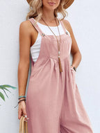Plus size casual wide-leg overalls with pockets by Shopimist, showing the relaxed fit and functional design in a full-length view.