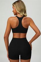 Fitglutes Activewear Seraphine sports bra and shorts 2-piece set, stretchy gymwear with breathable fabric, designed for active workouts.