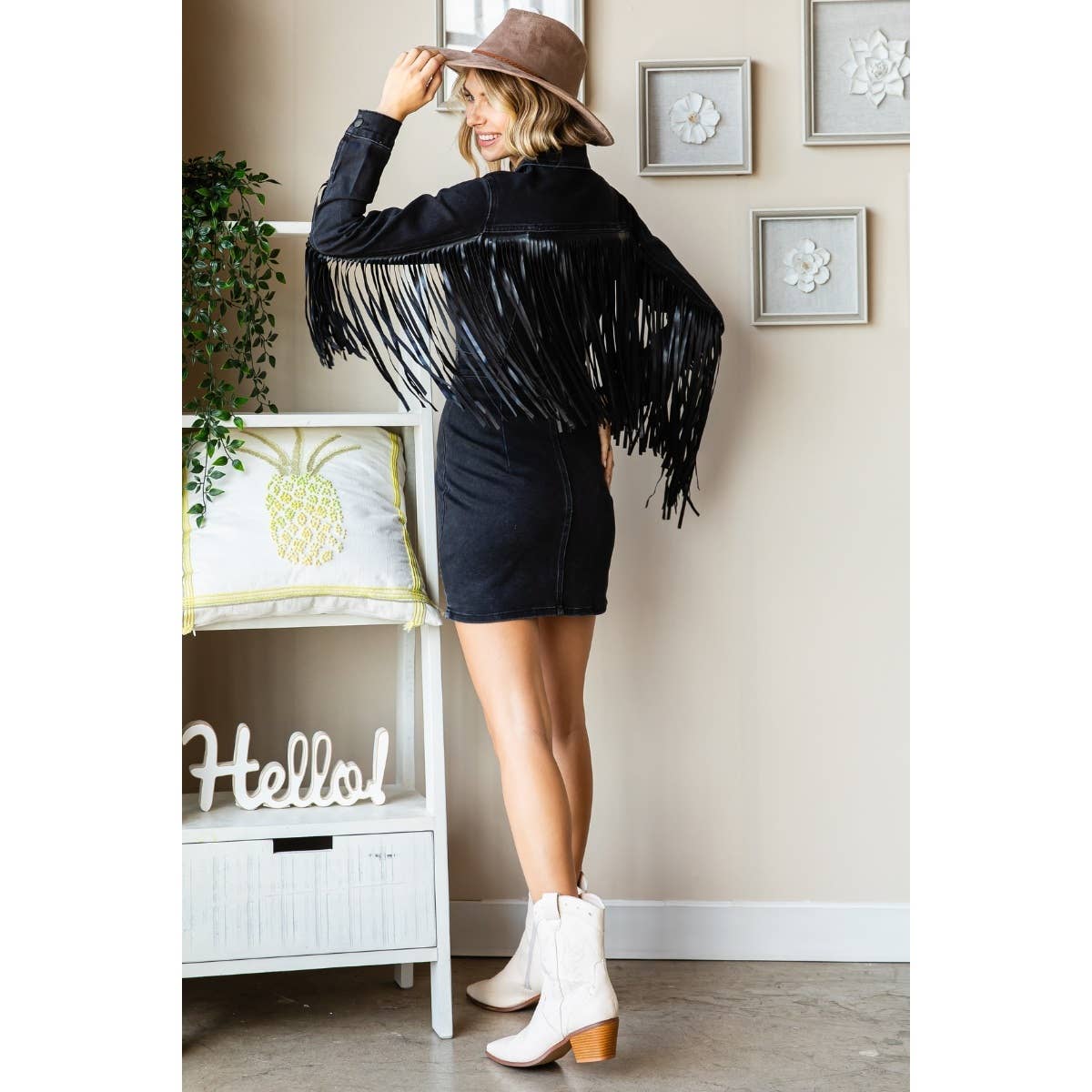 Fringe Western Black Mini Dress Pretty Little Patriot