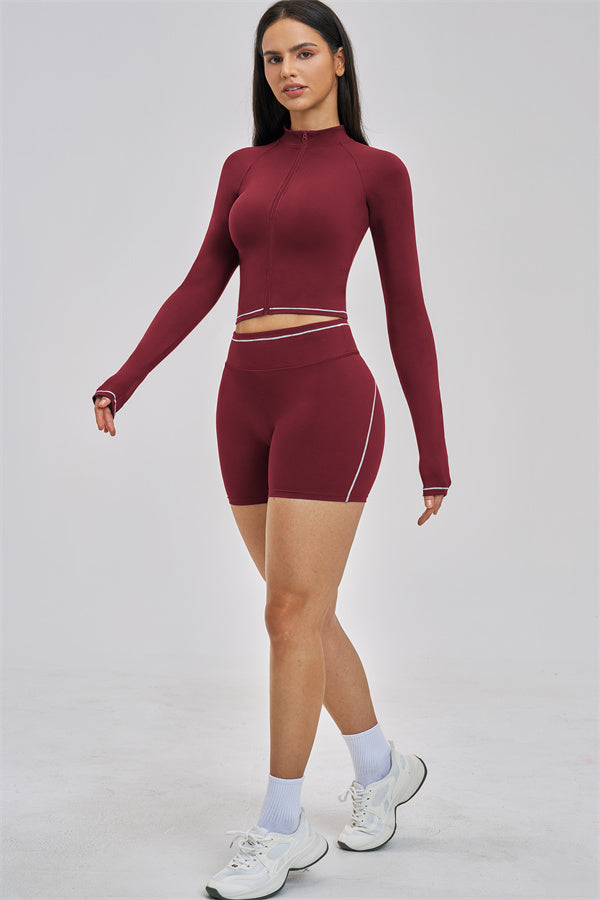 Fitglutes Activewear Unbound Jacket Shorts 2-Piece Set featuring sporty athletic jacket and matching shorts for workout comfort.