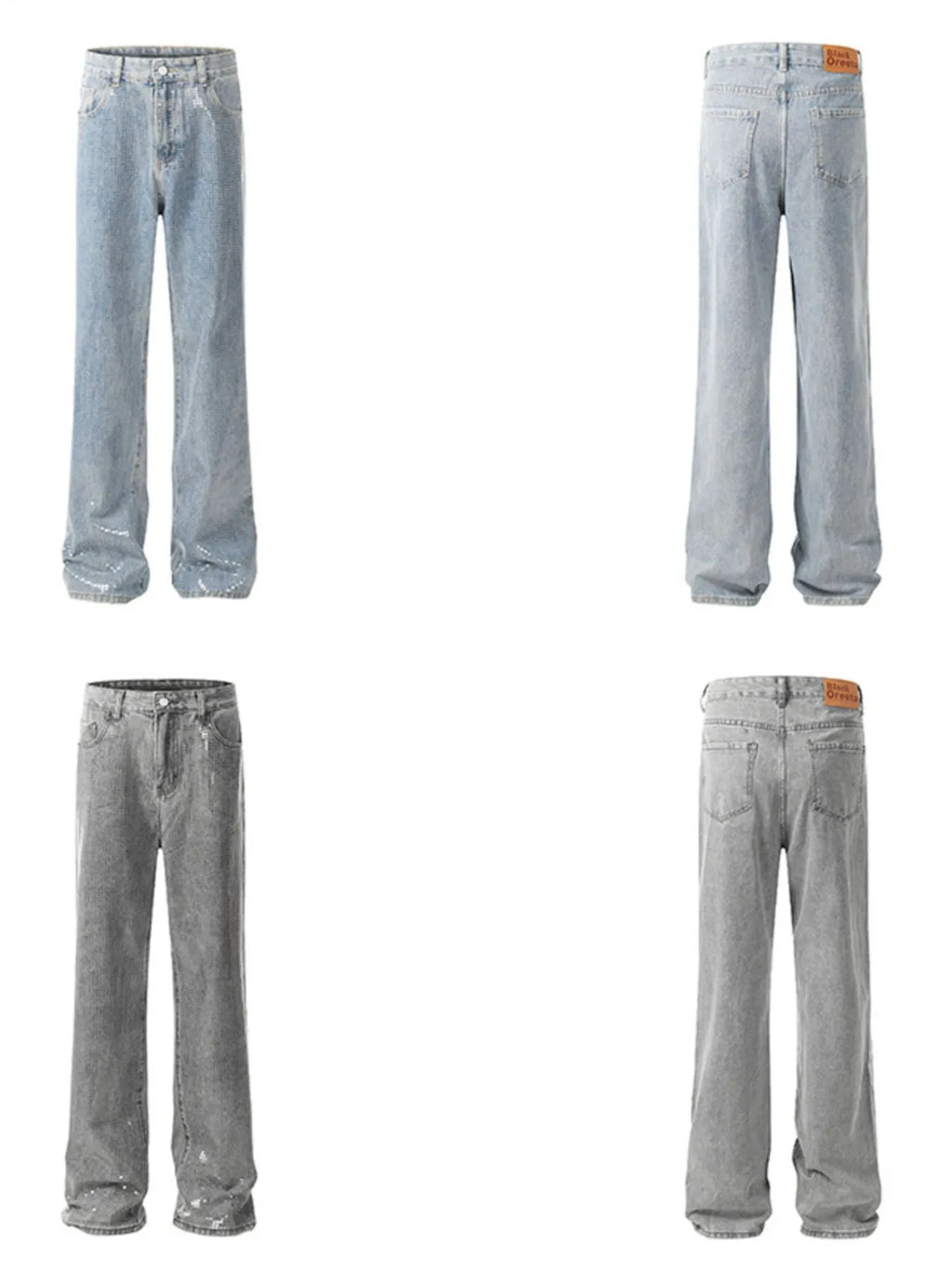 Men's straight-leg denim jeans by Plush Fashion Shop, front view showing classic fit and blue wash with pockets and belt loops.