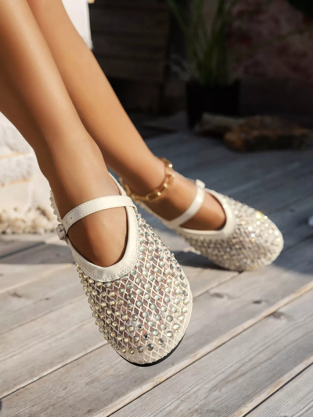 Sparkling mesh ballet flats sandals by Shopimist featuring shimmering fabric and comfortable flat sole for stylish everyday wear.