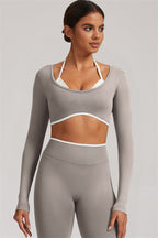 Fitglutes Activewear long sleeve crop top and leggings 2-piece set, stylish gymwear for workout and active lifestyles.