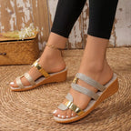 Women's open toe mid-heel wedge sandals by Trendsi, featuring a stylish design and comfortable casual footwear suitable for warm weather.