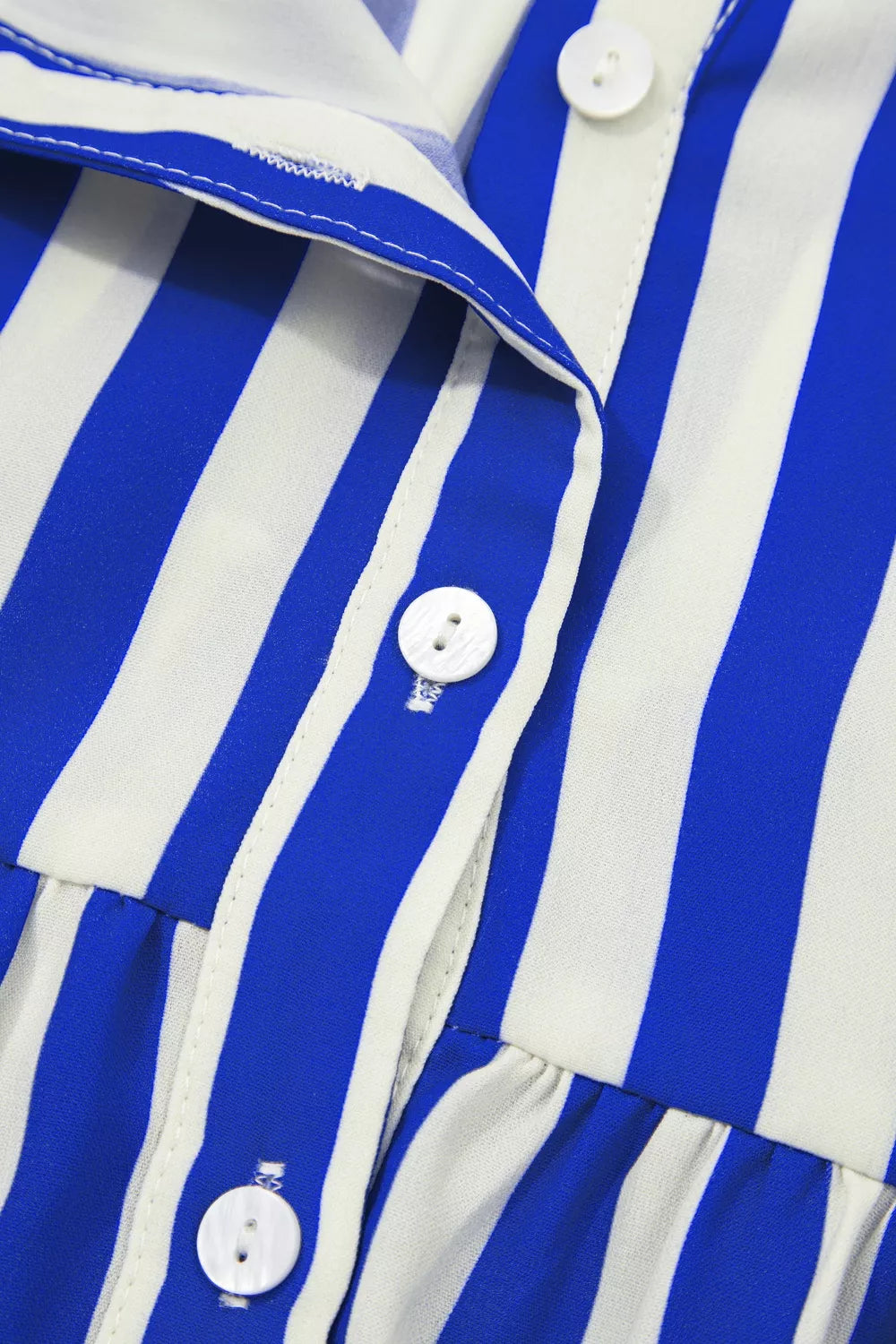 Stripe balloon sleeve loose button-up shirt by Shopimist, shown with a relaxed fit and stylish button details.