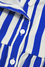 Stripe balloon sleeve loose button-up shirt by Shopimist, shown with a relaxed fit and stylish button details.