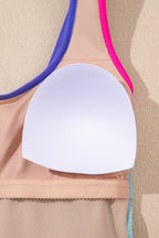 Rory Patchwork One Piece Swimsuit by Threaded Pear featuring colorful patchwork design and classic one-piece silhouette.