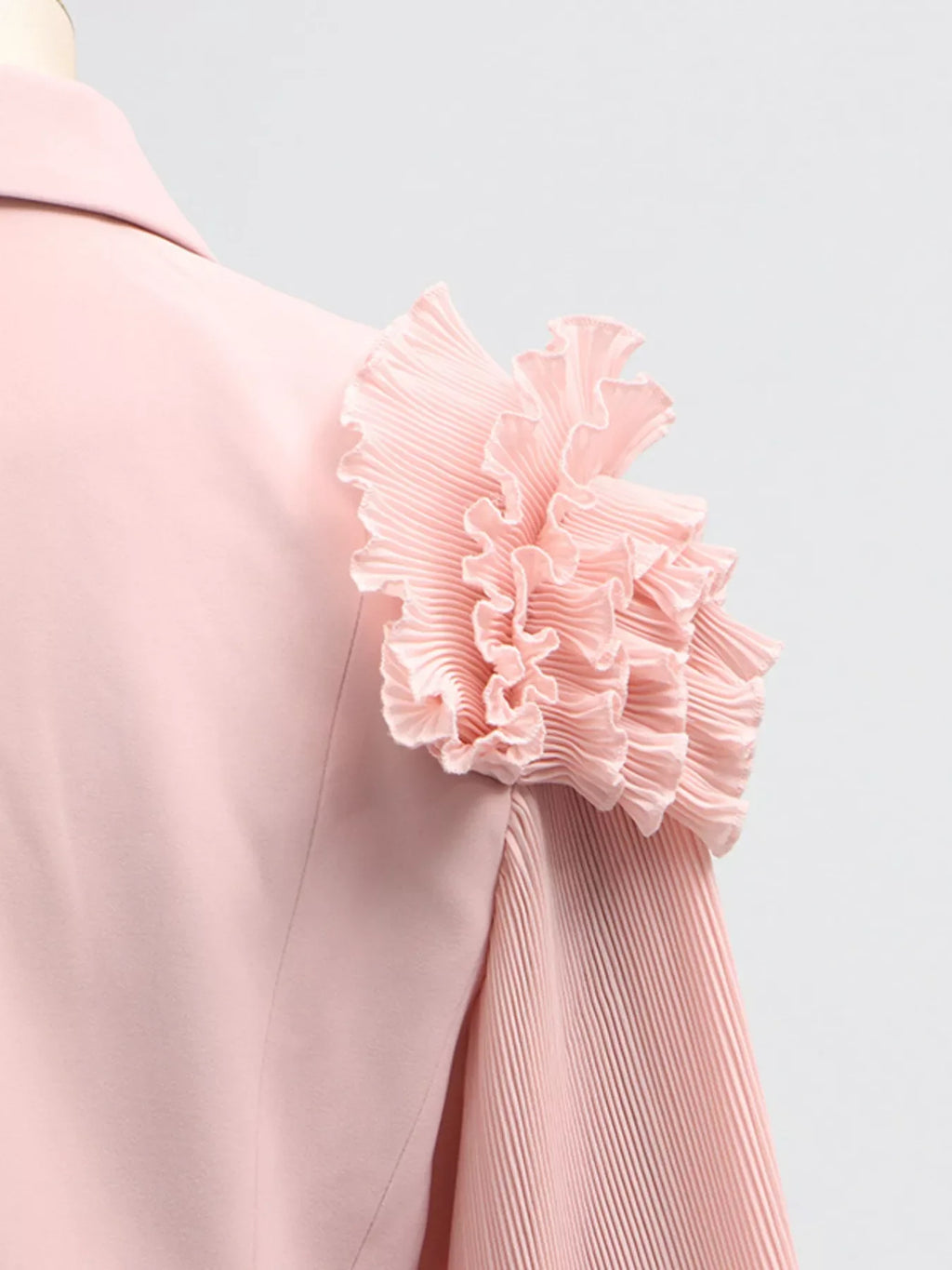 Shopimist frill lapel collar top and pleated skirt set, featuring a stylish blouse with ruffled collar and matching pleated skirt.