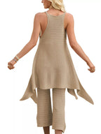 Asymmetrical hem top and matching pants set by Shopimist, stylish women's fashion ensemble with modern design and comfortable fit.