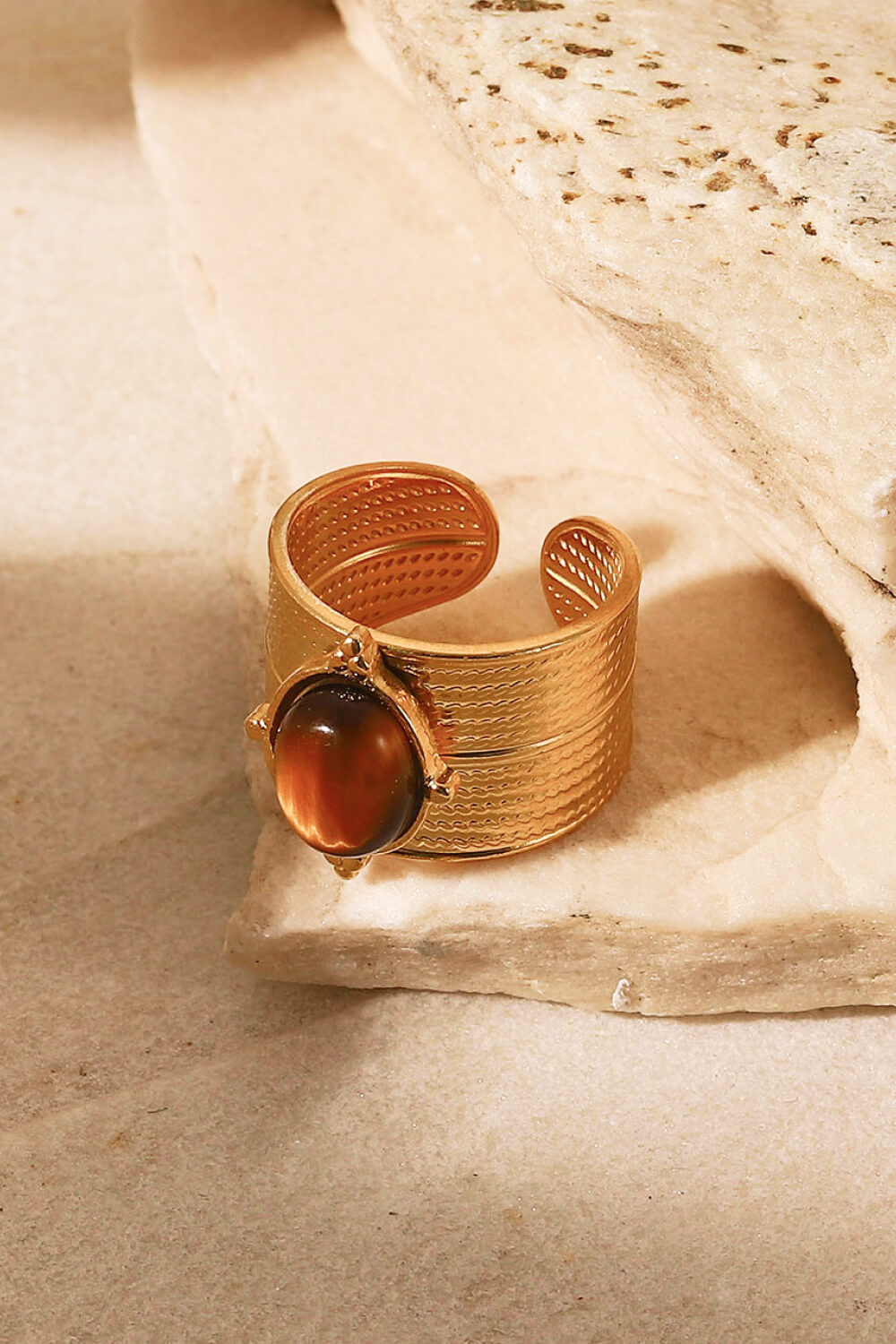 18K gold-plated wide open ring from Shopimist featuring a sleek, modern design with a smooth, polished finish.