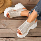Open toe wedge sandals by Shopimist featuring a stylish design with a comfortable platform and adjustable straps.