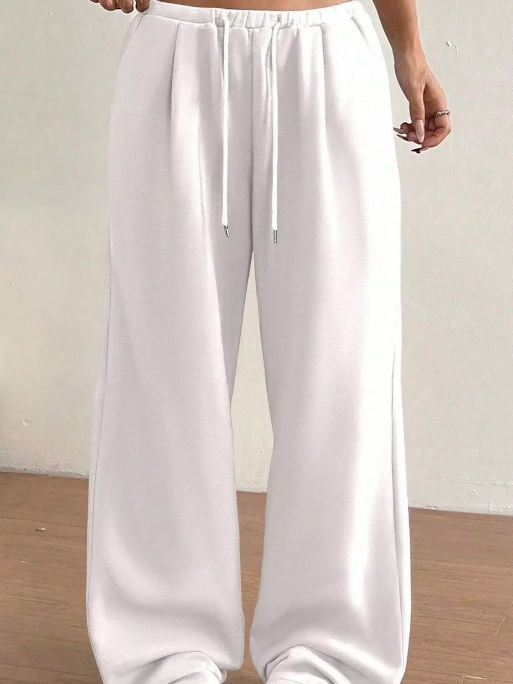 Simply Love casual drawstring high waist wide-leg sweatpants with rings, shown in a relaxed fit and comfortable fabric.