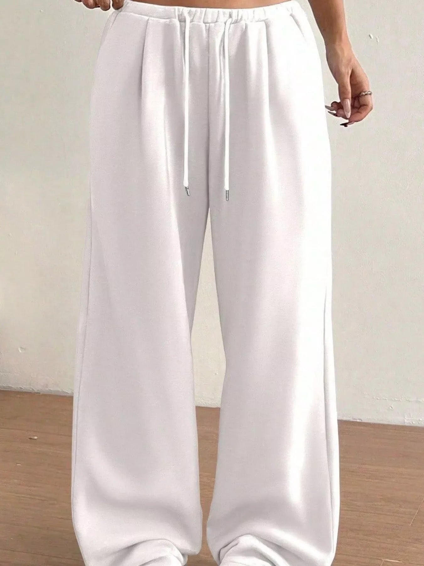 Simply Love casual drawstring high waist wide-leg sweatpants with rings, shown in a relaxed fit and comfortable fabric.