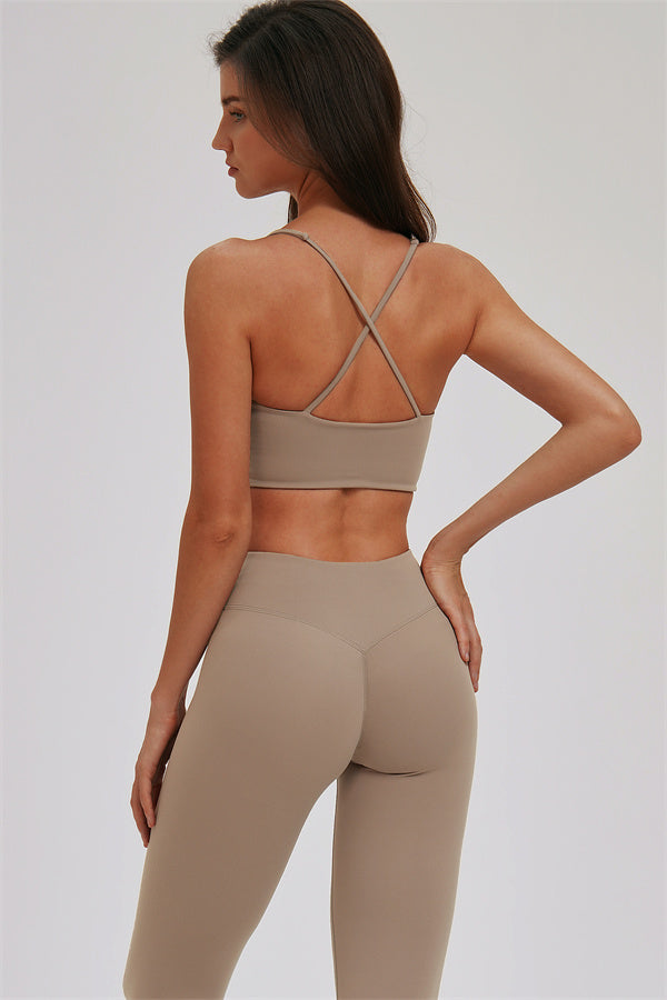Fitglutes Activewear Kinetic Cross Back Sports Bra and leggings 2-piece set, designed for workout comfort and support.