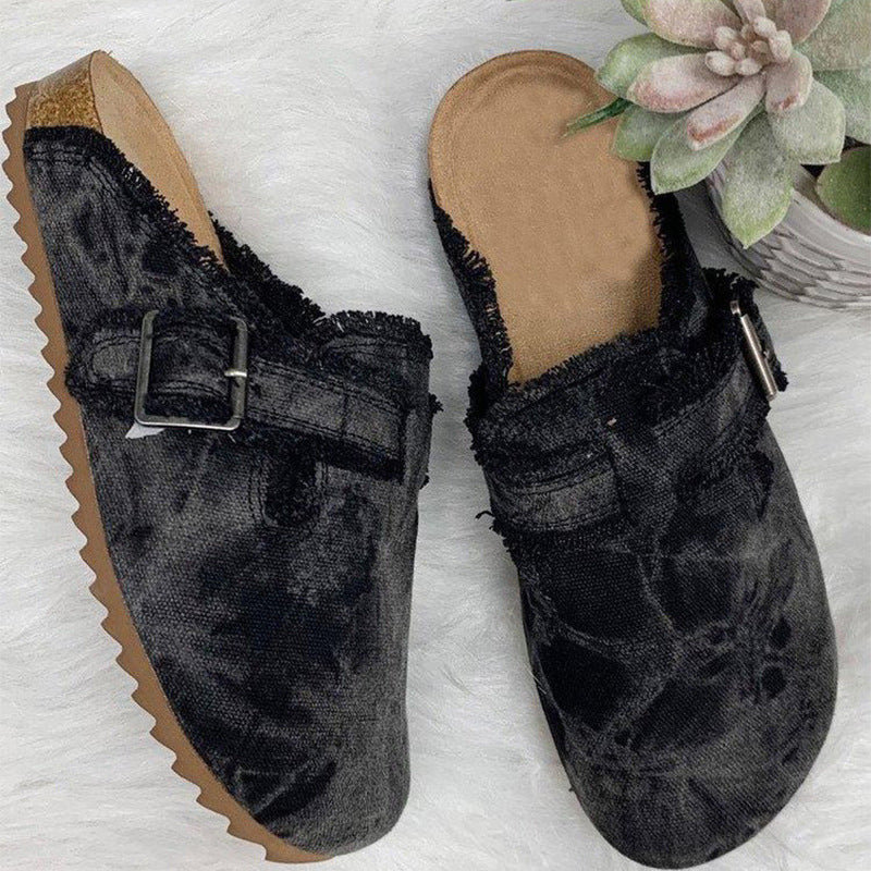 Leopard print Plush Fashion Hub slip-on shoes with half-support design, featuring a stylish and comfortable pea shoe style.